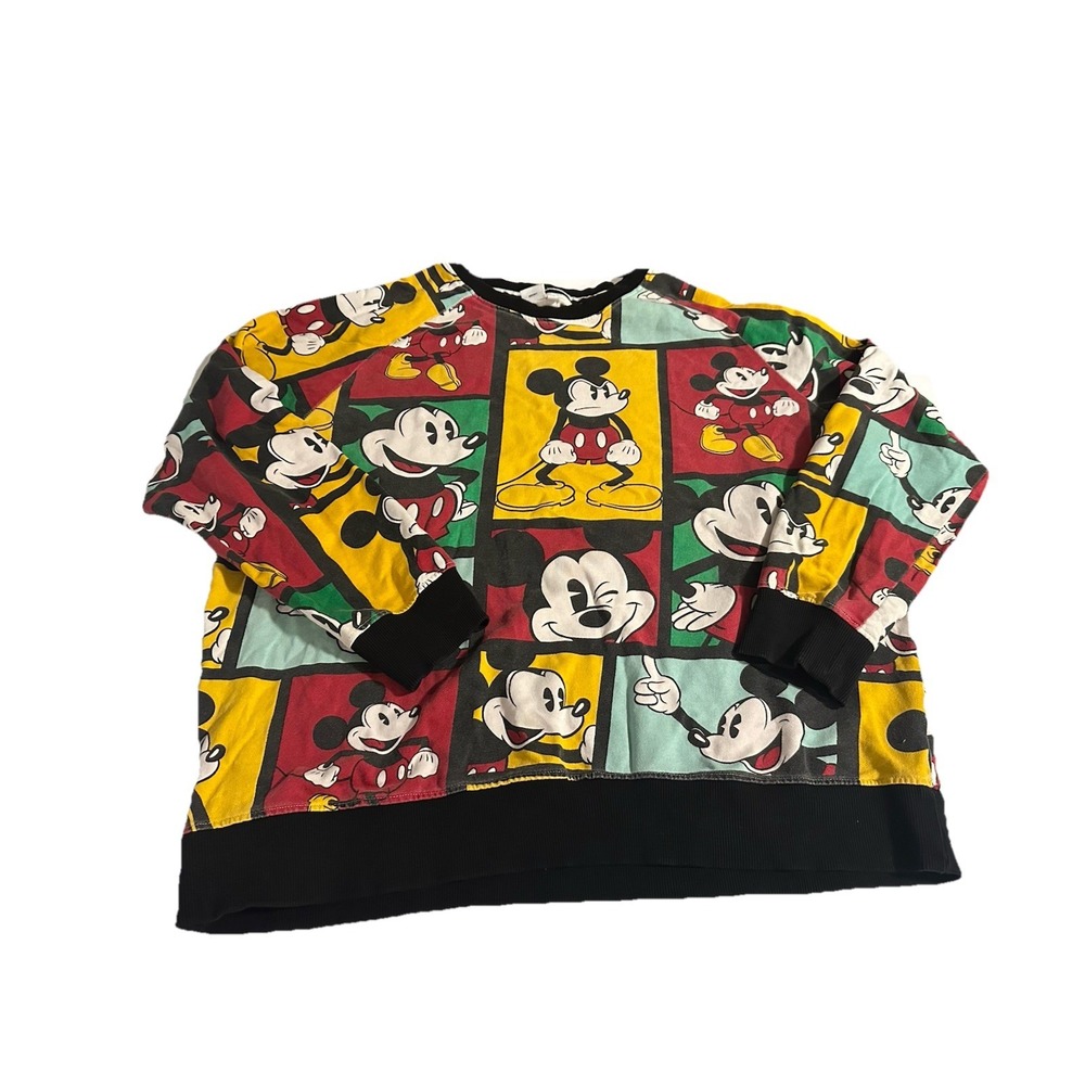 Disney Mickey Mouse Sweatshirt‎ Size XL  AOP Crewneck Long Sleeve Sweater Retro